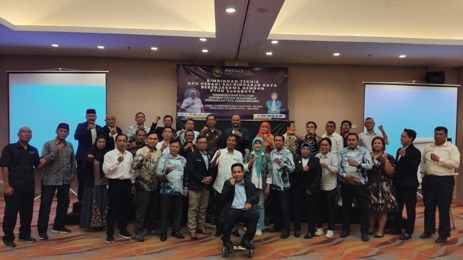 Peradi SAI Bimtek Anggota, Tingkatkan Kualitas Advokat dalam Beracara di PTUN Puluhan anggota DPC PERADI SAI Sidoarjo Raya Bimtek peningkatkan kualitas advokat dalam beracara di PTUN,di Hotel NEO, Waru, Kamis (12/12/24). (FT/Dini)