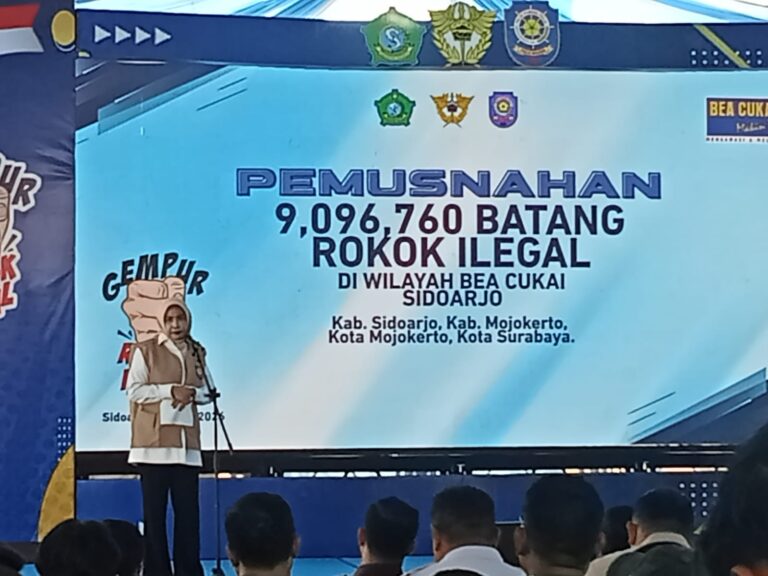 Pemusnahan 9 Juta Rokok Ilegal di Sidoarjo Jadi Bukti Keseriusan Menjaga Penerimaan Negara Wakil Bupati Sidoarjo Mimik Idayana